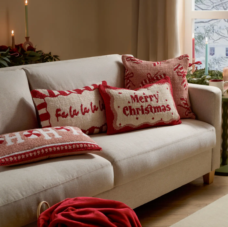 Candy Cane Tufted Christmas Cushion (Cover Only)