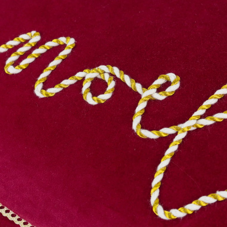 Winter Noel Applique Velvet Cushion Red (Cover Only)