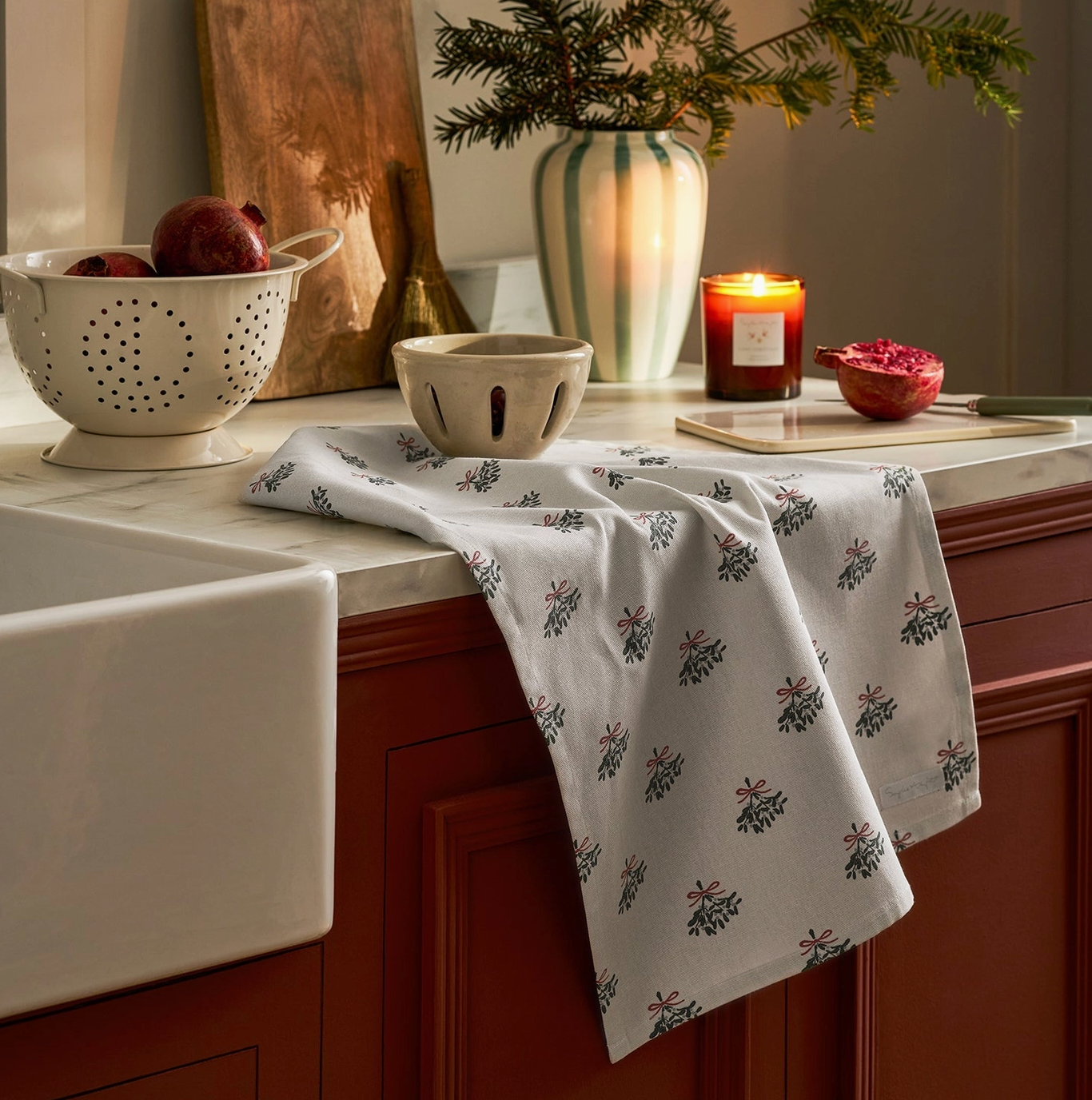 Mistletoe Tea Towel